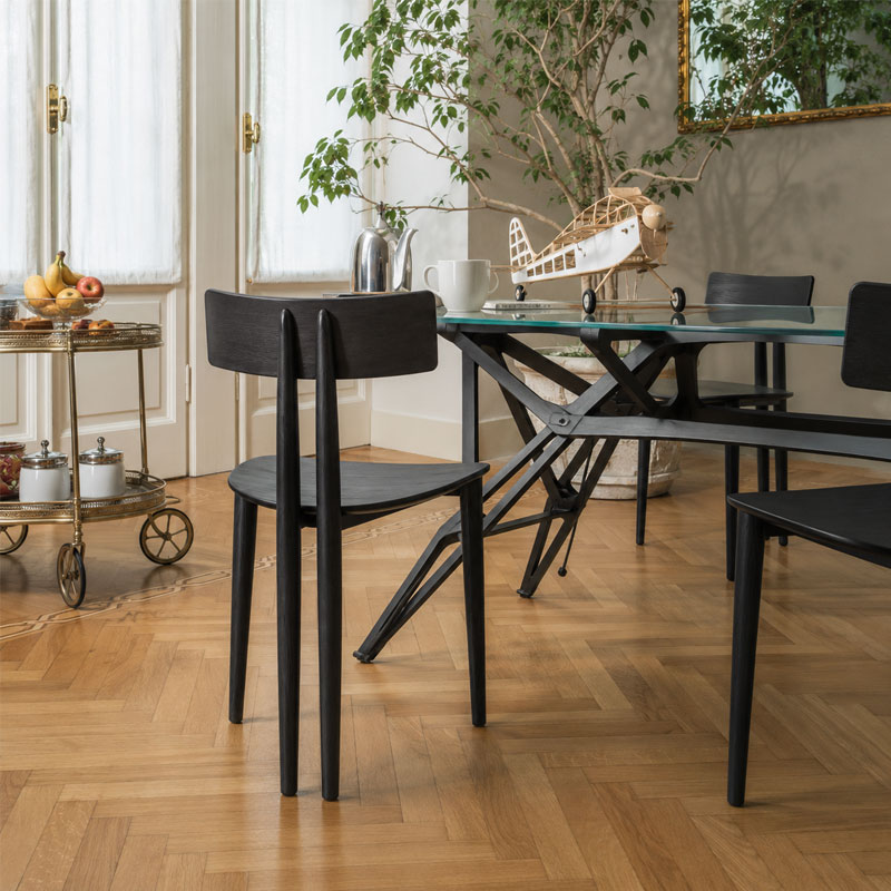 Zanotta Chaise Binata Bois Noir Cuir dimensions Brogliato Traverso Icônes Angers Nantes Paris Bordeaux Tours Mans Rennes Lyon Marseille 5