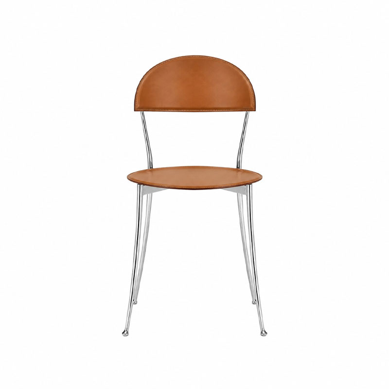 Zanotta Chaise Tonietta tabac aluminium Bistro Pele cuir Enzo Mari Icônes Angers Nantes Paris Bordeaux Nice Tours Mans Rennes 2