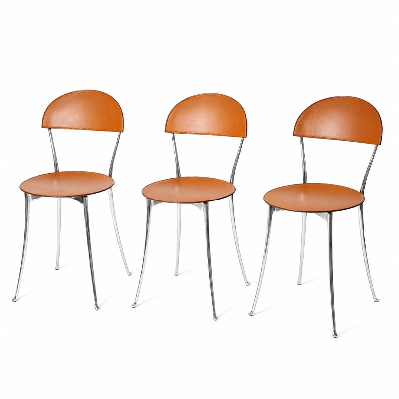 Zanotta Chaise Tonietta tabac aluminium Bistro Pele cuir Enzo Mari Icônes Angers Nantes Paris Bordeaux Nice Tours Mans Rennes 3