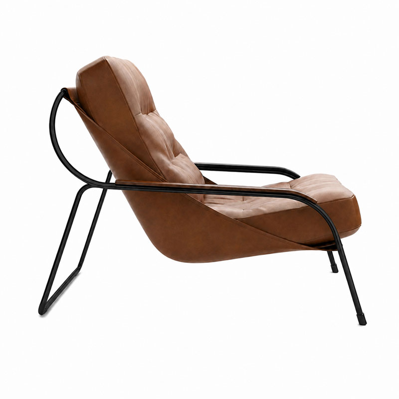Zanotta Fauteuil Maggiolina cuir Pelle Extra Tabac Marron Chrome Marco Zanuso Icônes Angers Nantes Paris Bordeaux Nice Tours Mans Rennes 2