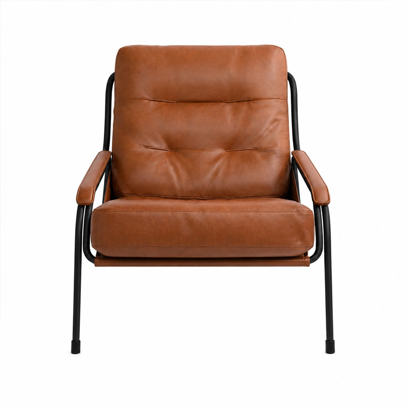 Zanotta Fauteuil Maggiolina cuir Pelle Extra Tabac Marron Chrome Marco Zanuso Icônes Angers Nantes Paris Bordeaux Nice Tours Mans Rennes 3