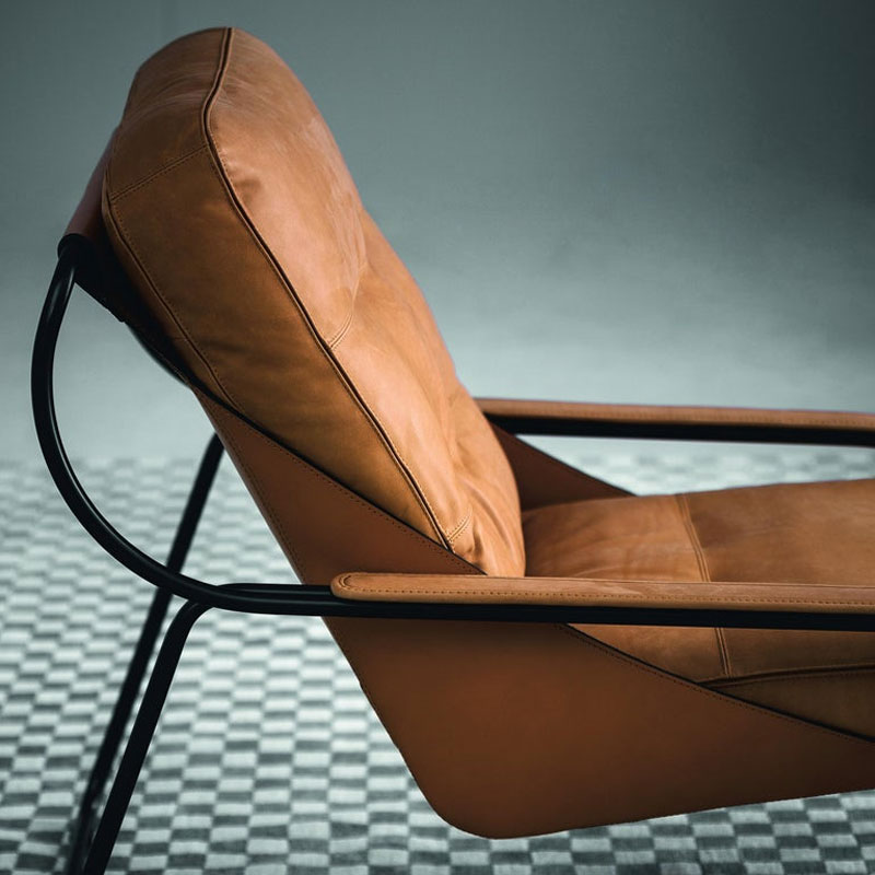 Zanotta Fauteuil Maggiolina cuir Pelle Extra Tabac Marron Chrome Marco Zanuso Icônes Angers Nantes Paris Bordeaux Nice Tours Mans Rennes 4