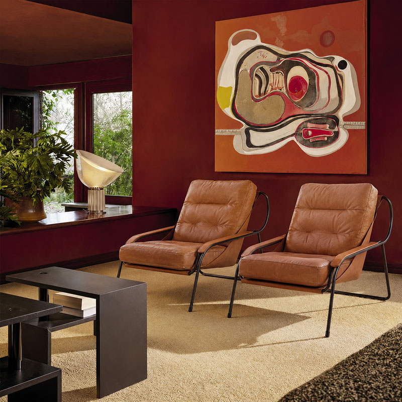 Zanotta Fauteuil Maggiolina cuir Pelle Extra Tabac Marron Chrome Marco Zanuso Icônes Angers Nantes Paris Bordeaux Nice Tours Mans Rennes 5