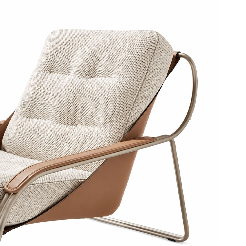 Zanotta Fauteuil Maggiolina cuir Tissu Tabac Marron Chrome Marco Zanuso Icônes Angers Nantes Paris Bordeaux Nice Tours Mans Rennes 2