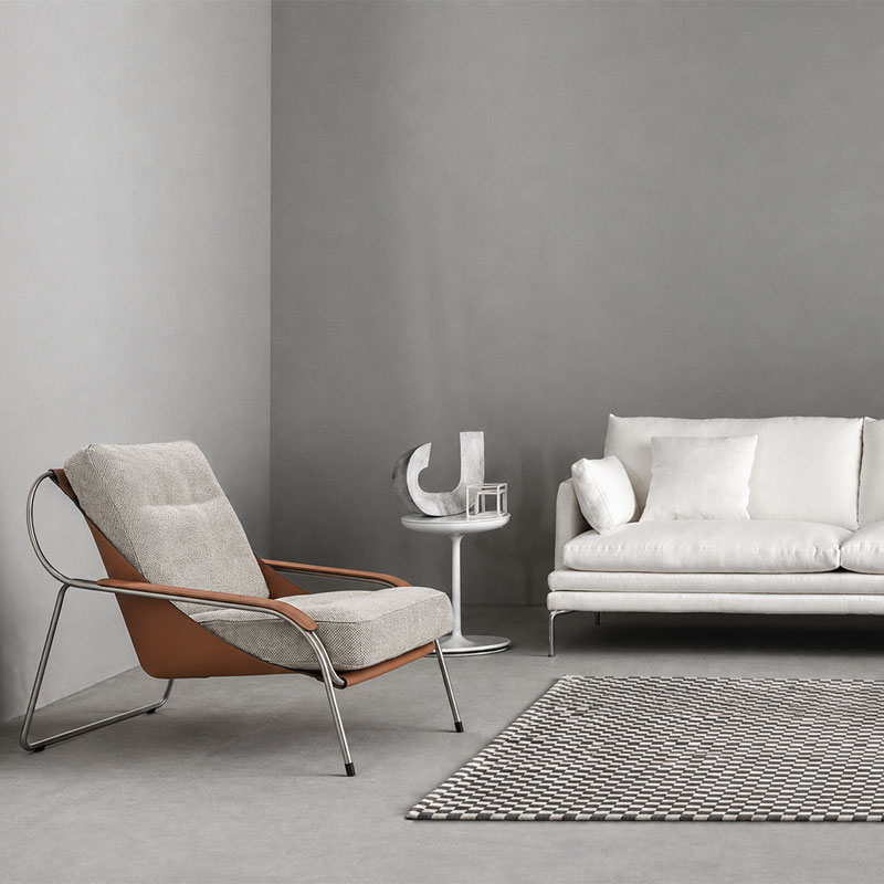 Zanotta Fauteuil Maggiolina cuir Tissu Tabac Marron Chrome Marco Zanuso Icônes Angers Nantes Paris Bordeaux Nice Tours Mans Rennes 5