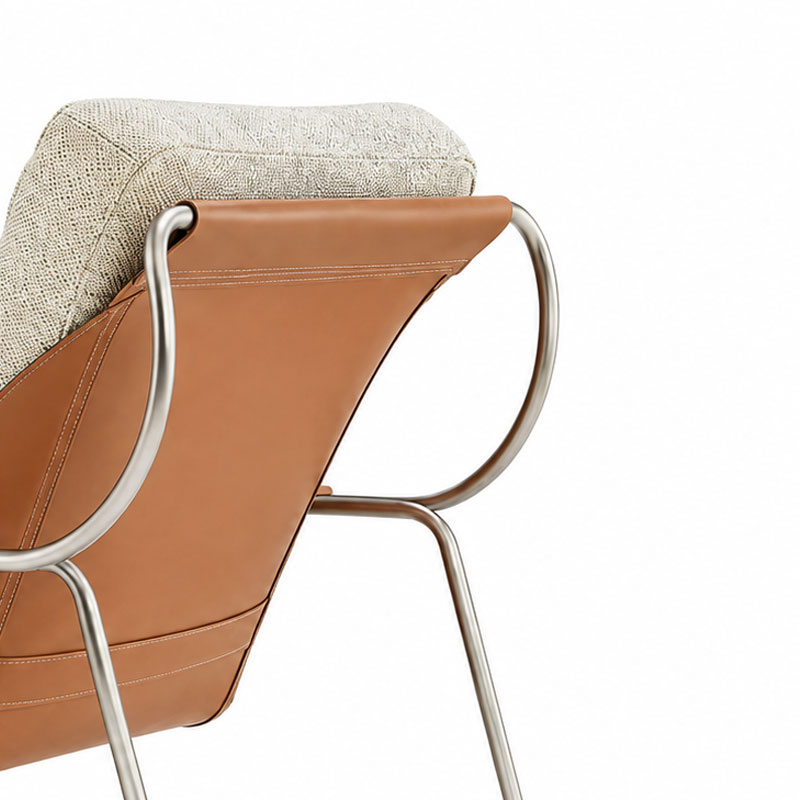 Zanotta Fauteuil Maggiolina cuir Tissu Tabac Marron Chrome Marco Zanuso Icônes Angers Nantes Paris Bordeaux Nice Tours Mans Rennes 7