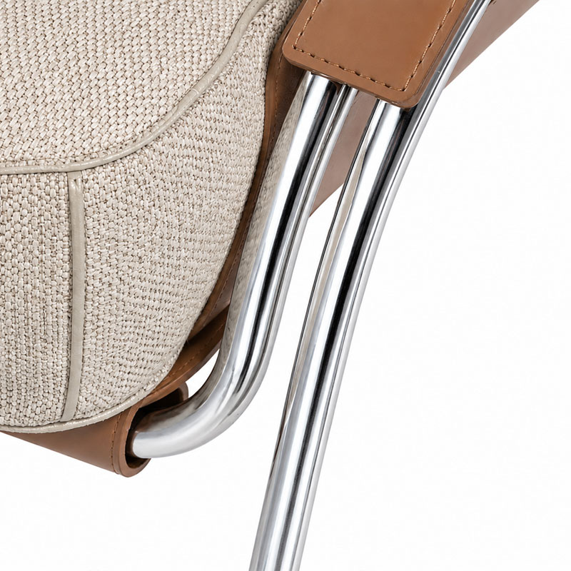 Zanotta Fauteuil Maggiolina cuir Tissu Tabac Marron Chrome Marco Zanuso Icônes Angers Nantes Paris Bordeaux Nice Tours Mans Rennes 8