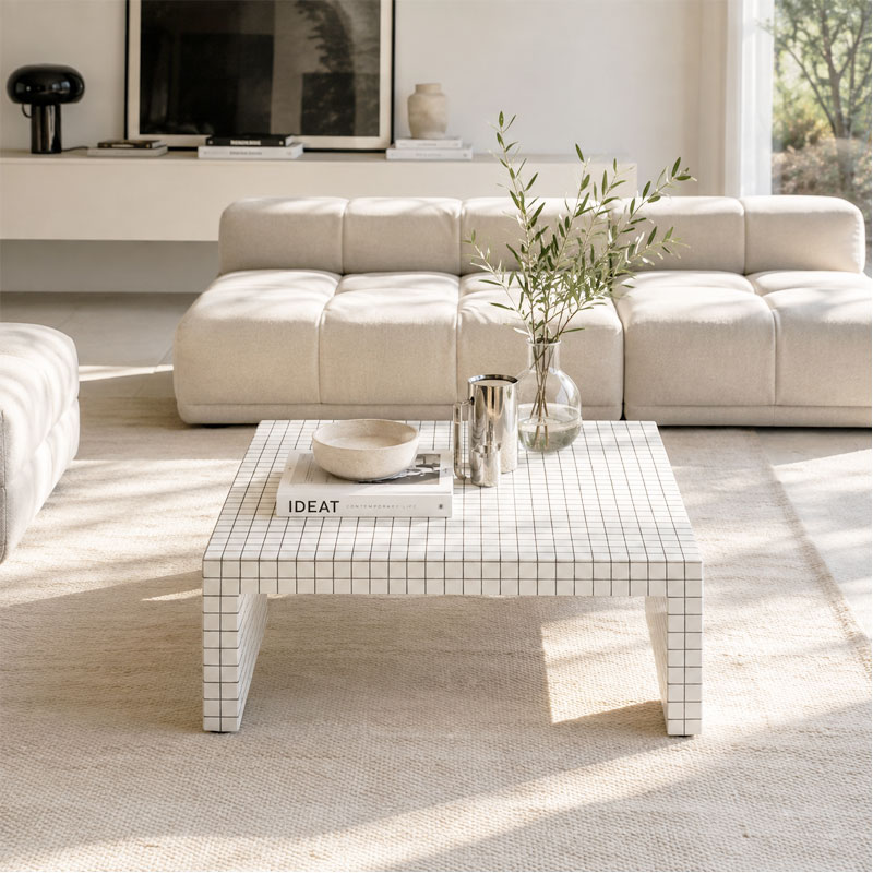 Zanotta Table Basse Quaderna Blanc Noir quadrillage 90x90 Superstudio Icônes Angers Nantes Paris Bordeaux Nice Tours Mans Rennes 0