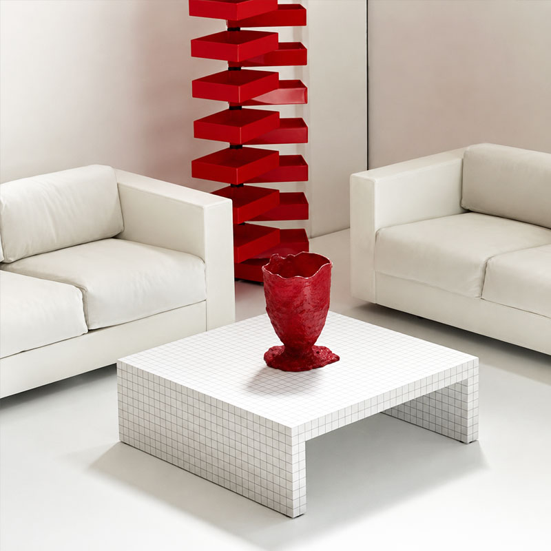 Zanotta Table Basse Quaderna Blanc Noir quadrillage 90x90 Superstudio Icônes Angers Nantes Paris Bordeaux Nice Tours Mans Rennes 1