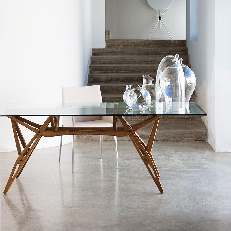Zanotta Table Reale Verre Bois Chêne 200x90 Carlo Mollino Icônes Angers Nantes Paris Bordeaux Nice Tours Mans Lyon Rennes 1
