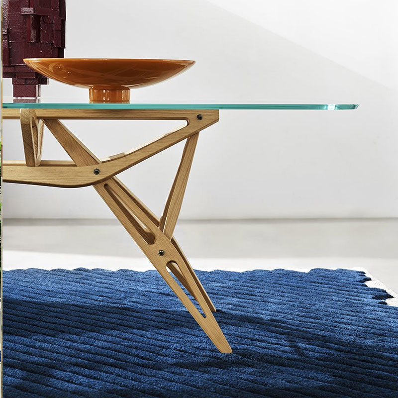 Zanotta Table Reale Verre Bois Chêne 200x90 Carlo Mollino Icônes Angers Nantes Paris Bordeaux Nice Tours Mans Lyon Rennes 10