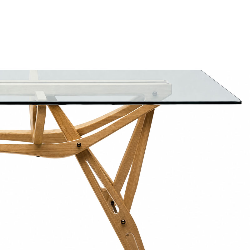 Zanotta Table Reale Verre Bois Chêne 200x90 Carlo Mollino Icônes Angers Nantes Paris Bordeaux Nice Tours Mans Lyon Rennes 13