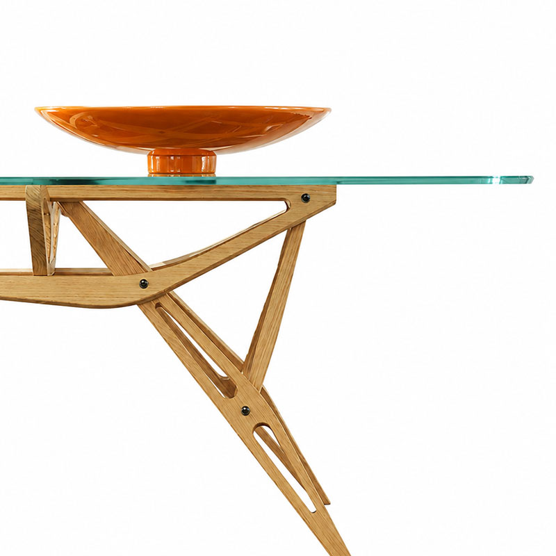 Zanotta Table Reale Verre Bois Chêne 200x90 Carlo Mollino Icônes Angers Nantes Paris Bordeaux Nice Tours Mans Lyon Rennes 3