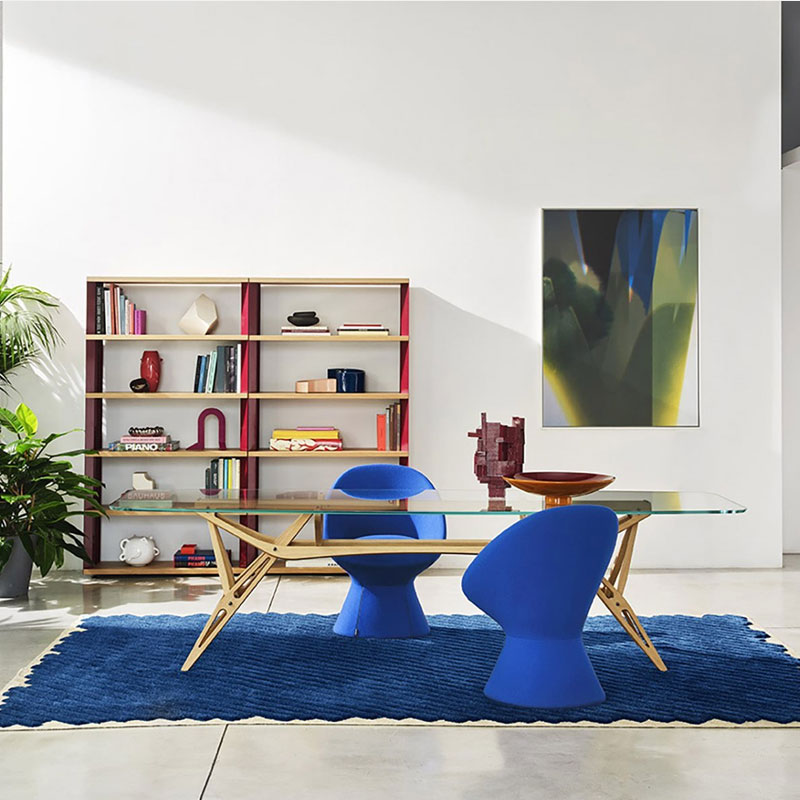 Zanotta Table Reale Verre Bois Chêne 200x90 Carlo Mollino Icônes Angers Nantes Paris Bordeaux Nice Tours Mans Lyon Rennes 7
