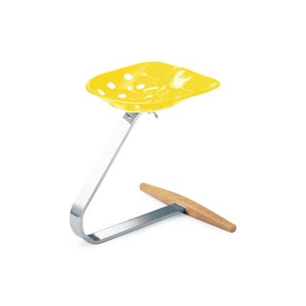 Zanotta Tabouret Mezzadro jaune bois aluminium Castiglioni Icônes Angers Nantes Paris Bordeaux Nice Tours Mans Rennes 