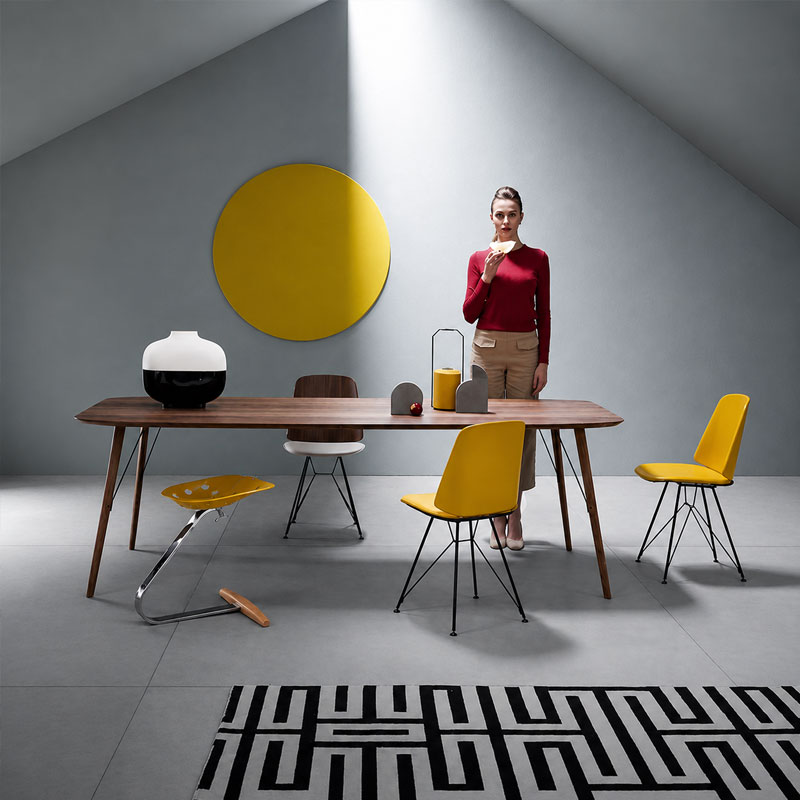 Zanotta Tabouret Mezzadro jaune bois aluminium Castiglioni Icônes Angers Nantes Paris Bordeaux Nice Tours Mans Rennes 49