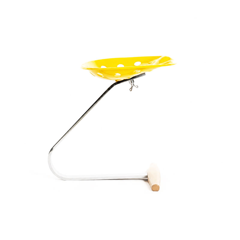 Zanotta Tabouret Mezzadro jaune bois aluminium Castiglioni Icônes Angers Nantes Paris Bordeaux Nice Tours Mans Rennes 6