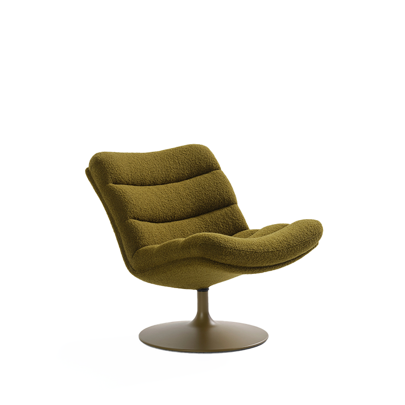Artifort Fauteuil F506 Vert Olive Kaki Pivotant Geoffrey Harcourt  Icônes Angers Nantes Paris Bordeaux Rennes Mans Tours Cholet Ancenis