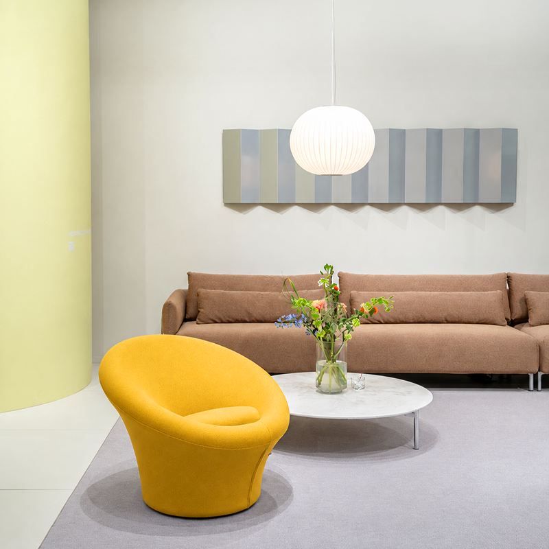 Artifort Mushroom Fauteuil Tonus Jaune 1960 Pierre Paulin dimensions Icônes Angers Nantes Paris Bordeaux Rennes Tours Mans Laval Orleans 1