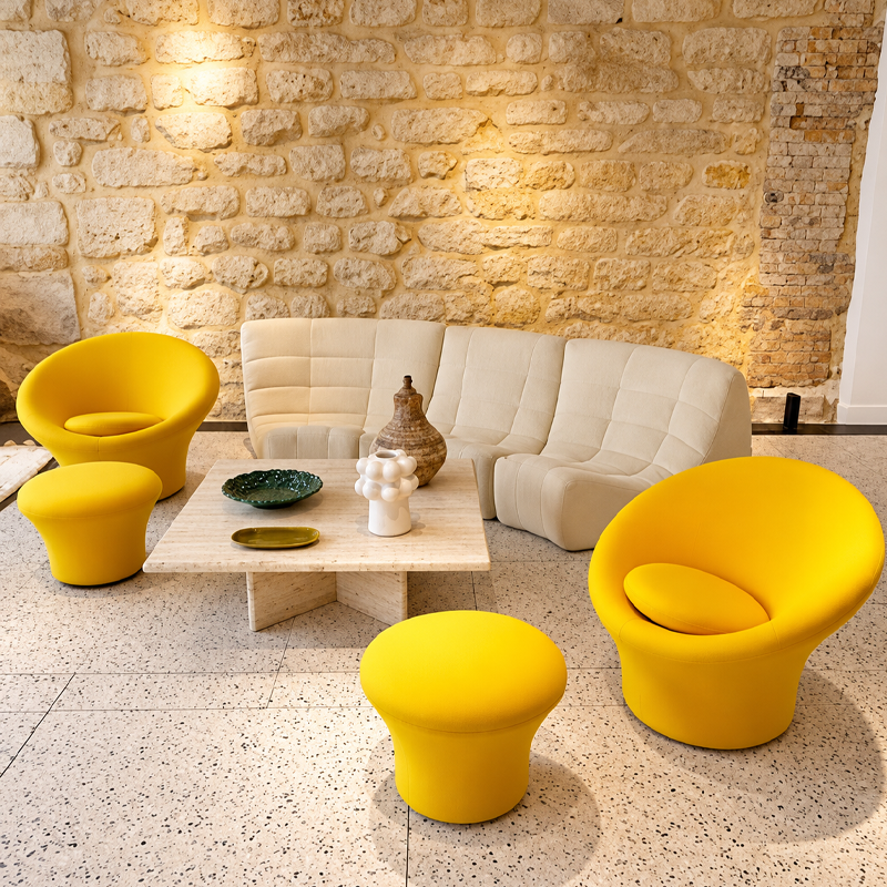 Artifort Mushroom Fauteuil Tonus Jaune 1960 Pierre Paulin dimensions Icônes Angers Nantes Paris Bordeaux Rennes Tours Mans Laval Orleans 3