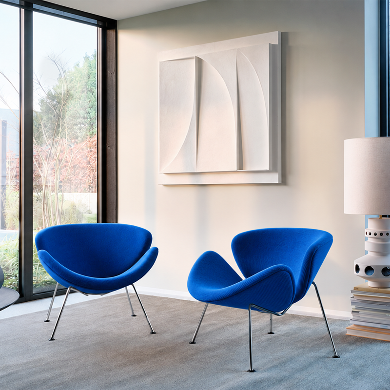 Artifort Orange Slice Fauteuil Kvadrat Bleu Tissu Chrome Tonus Electrique Pierre Paulin Icônes Angers Nantes Paris Bordeaux Nice Lyon Lille Rennes 4