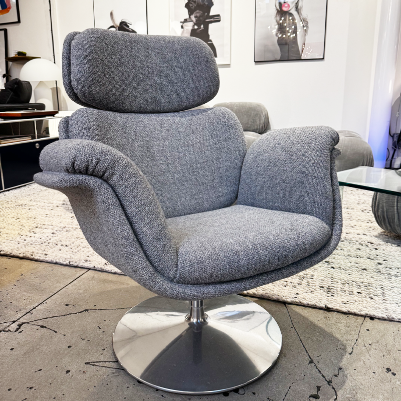 Artifort Tulip F550 Fauteuil Gris Tissu Taro Chrome Pivotant Pierre Paulin Icônes Angers Nantes Paris Bordeaux Rennes Lille Laval 0