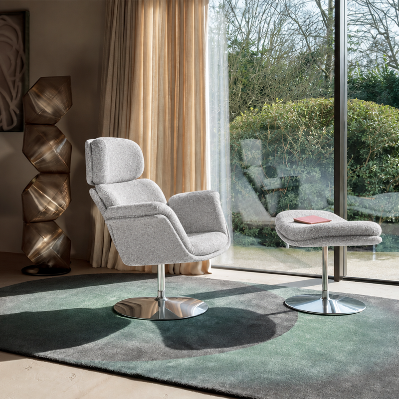 Artifort Tulip F550 Fauteuil Gris Tissu Taro Chrome Pivotant Pierre Paulin Icônes Angers Nantes Paris Bordeaux Rennes Lille Laval 6