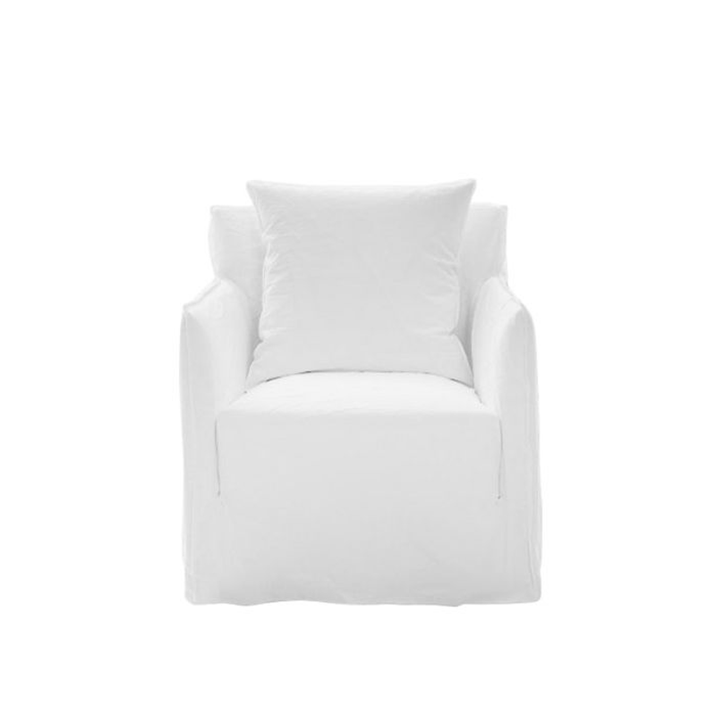 Gervasoni Ghost 05 Fauteuil Tissu Blanc Lino Quickship Icônes Paola Navone Angers Nantes Paris Bordeaux Rennes Tours Mans Laval Baule Niort