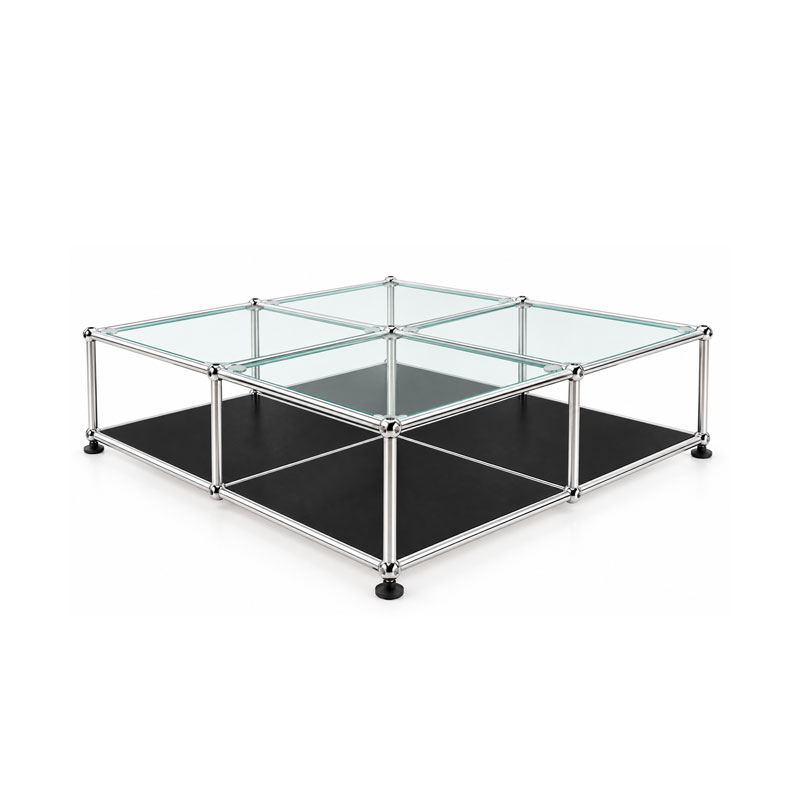 USM Haller Table Basse Noir Graphite Verre Transparent Chrome Fritz Haller Paul SCHÄRER Icônes Angers Nantes Paris Bordeaux Rennes Mans Nice Tours 1