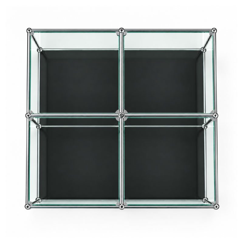 USM Haller Table Basse Noir Graphite Verre Transparent Chrome Fritz Haller Paul SCHÄRER Icônes Angers Nantes Paris Bordeaux Rennes Mans Nice Tours 7