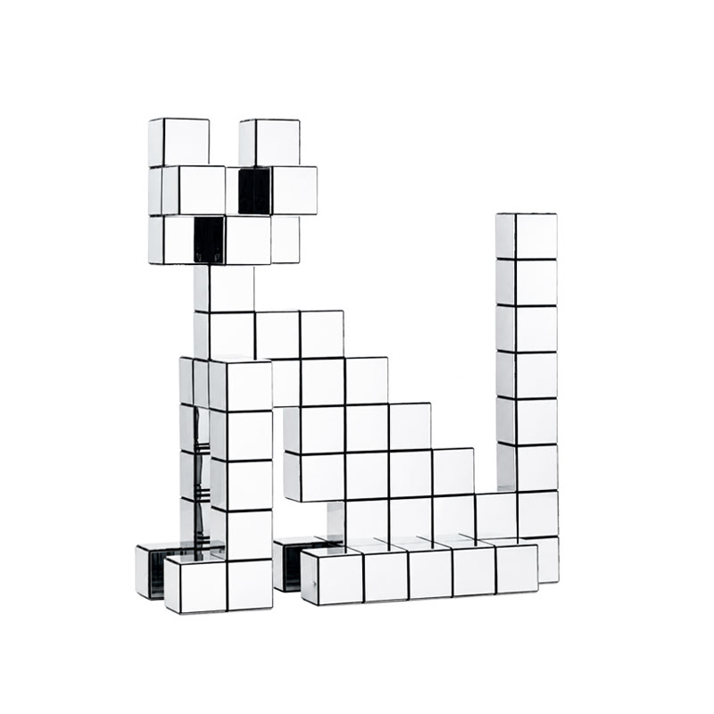 Vitra Panton Cubes Cat chat Chrome Objet deco Sculpture Animaux geometrie dimensions Verner Panton Icônes Angers Nantes Paris Bordeaux Tours Rennes 1