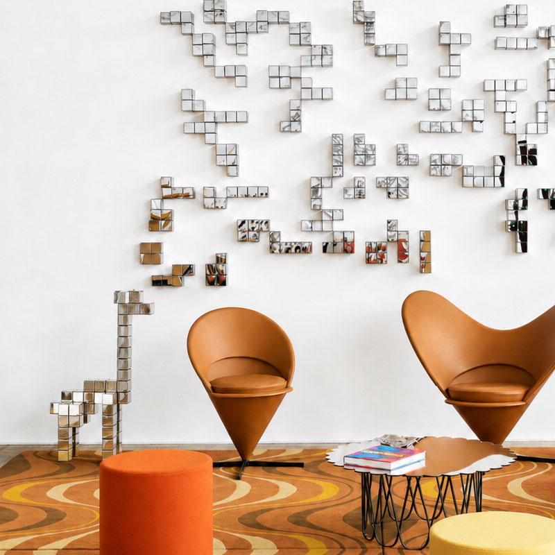 Vitra Panton Cubes Giraffe Chrome Miroir Objet deco Sculpture Animaux Verner Panton Icônes Angers Nantes Paris Bordeaux Nice Tours Mans Rennes 2