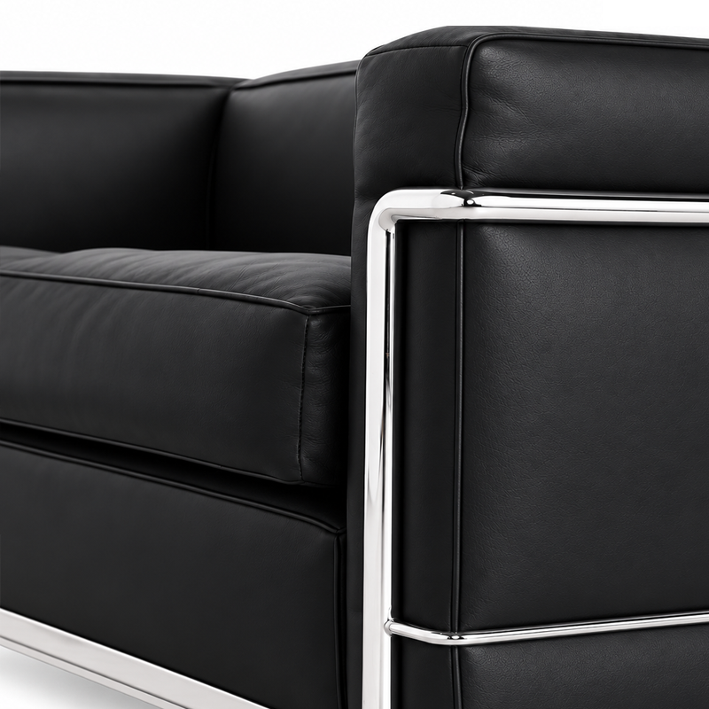 Cassina Canape lc2 Grand Confort 2 Places Cuir Noir Chrome Corbusier Perriand Icônes Angers Nantes Paris Bordeaux Rennes Nice Laval