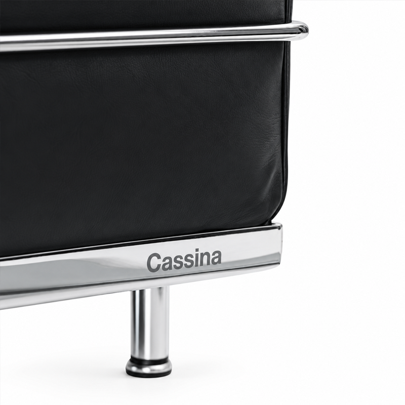 Cassina Canape lc2 Grand Confort 2 Places Cuir Noir Chrome Corbusier Perriand Icônes Angers Nantes Paris Bordeaux Rennes Versaille