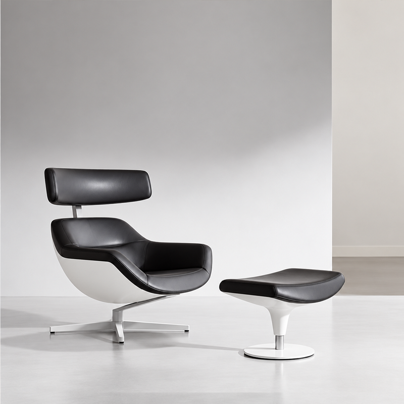 Cassina Fauteuil Auckland 277 12 Jean Marie Massaud Cuir LCX noir coque blanc Icônes Angers Nantes Paris Bordeaux Tours Mans  Rennes