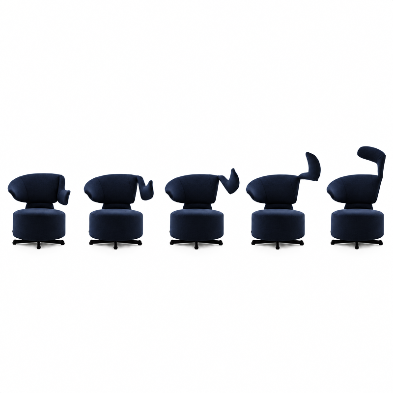 Cassina Fauteuil Canta k06 03 Tissu Divina Bleu Anthracite décomposition en mouvement de l'accoudoir