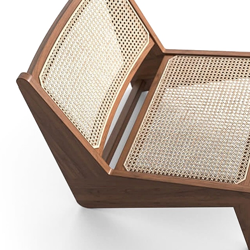 Détail du dossier en cannage du fauteuil Kangourou 058