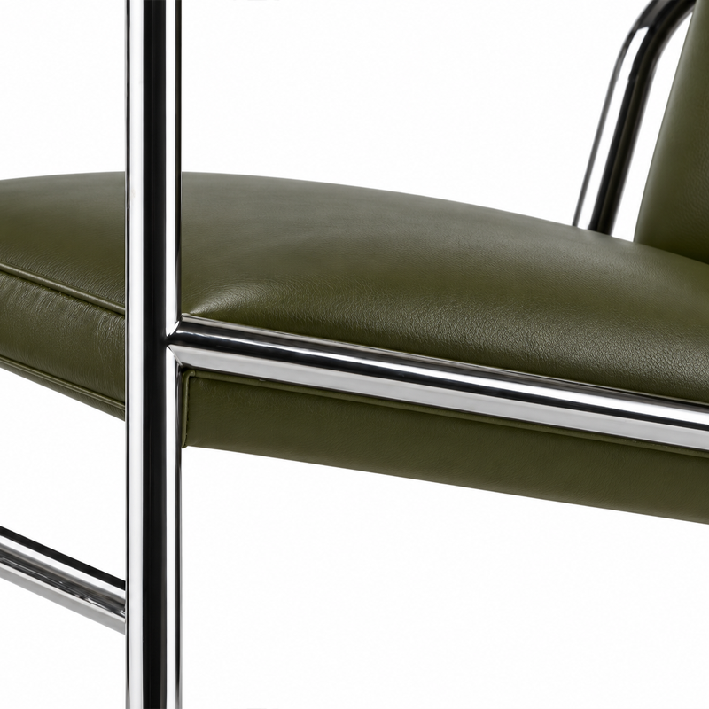 Cassina Fauteuil lc1 villa Church Chrome Cuir Vert Olive Le Corbusie  Perriand Jeanneret Icônes Angers Nantes Paris Bordeaux
