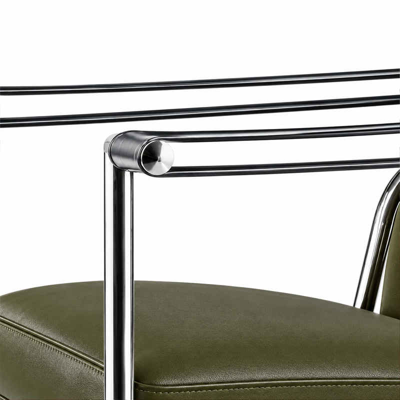 Cassina Fauteuil lc1 villa Church Chrome Cuir Vert Olive Le Corbusie  Perriand Jeanneret Icônes Angers Nantes Paris Bordeaux Nice