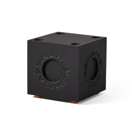 Module Modular Imagination 230 01 Cassina noir mat avec pieds orange, design Virgil Abloh