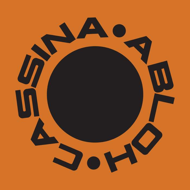 Logo Cassina Abloh noir sur fond orange, identité de la collaboration Modular Imagination