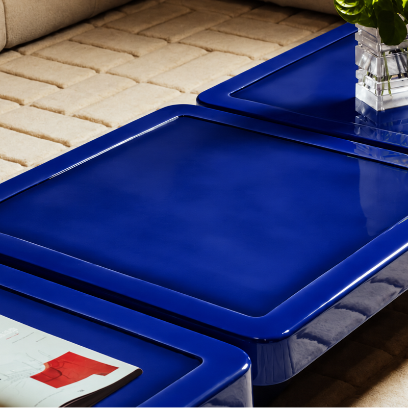 Cassina Table Basse Ardys Bleu Cobalt Beton laqué brillant Carré 85x85 Patricia Urquiola Icônes Angers Nantes Paris Bordeaux rennes Baule