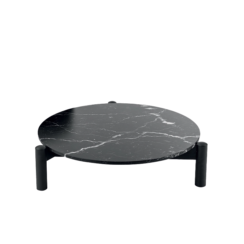 Table basse à plateau interchangeable 535 Cassina en marbre noir Marquina, design Charlotte Perriand