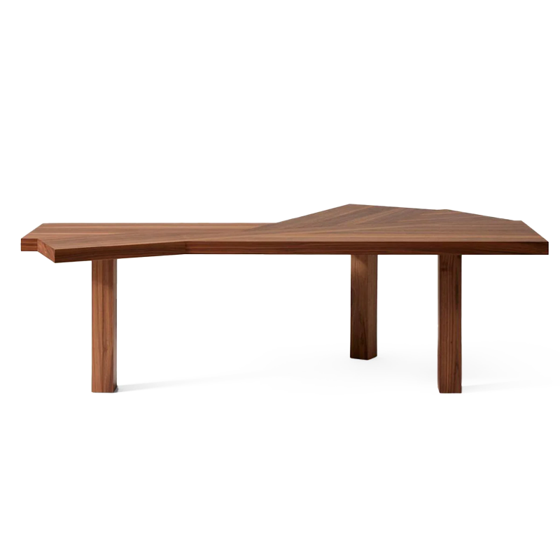 Table Ventaglio 511 édition limitée Cassina en noyer Canaletto naturel, vue de profil sur fond blanc