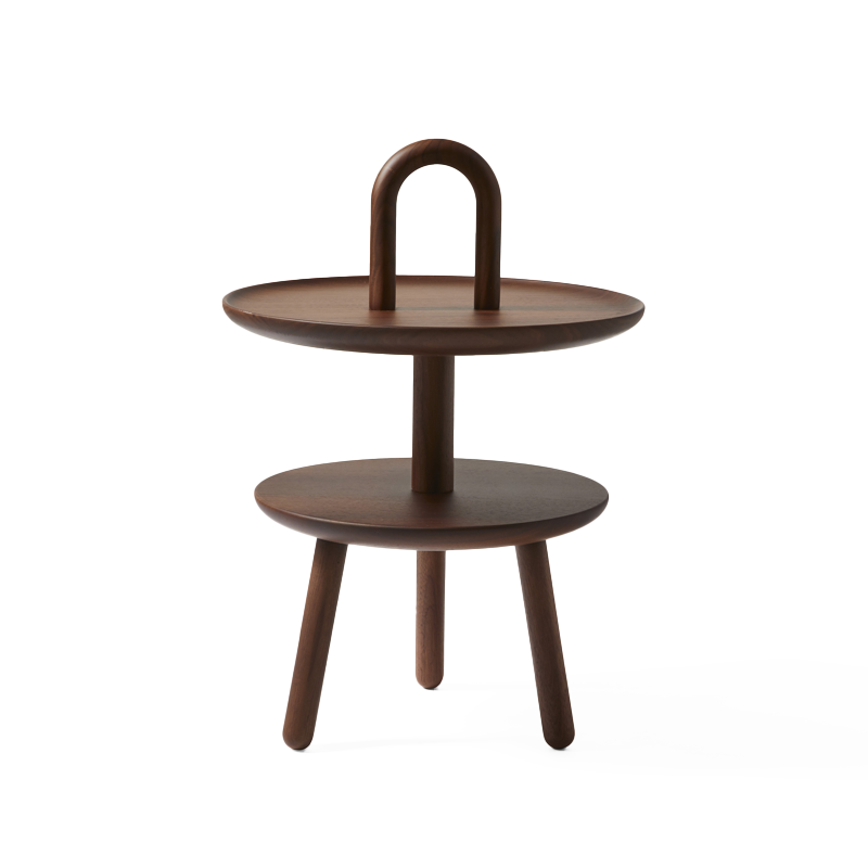 Table d'appoint Réaction Poétique 081 C7 Cassina en noyer Canaletto massif avec deux plateaux ronds, design Jaime Hayon