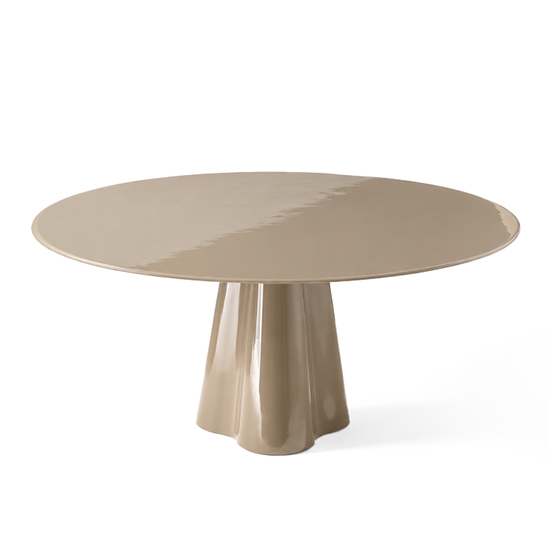 Cassina Table Treflo verre laqué ondulé Ø120 comfort Beige Ronan Bouroullec Icônes Angers Nantes Paris Bordeaux Lyon Tours Mans Rennes
