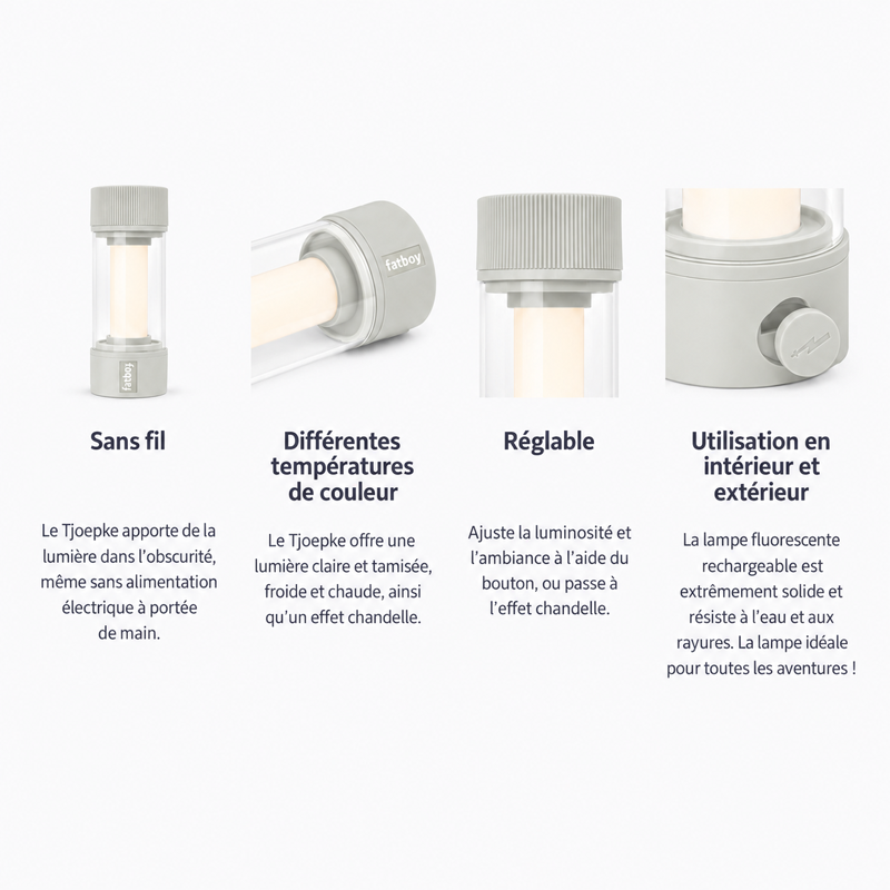 Fatboy Lampe Batterie TJOEPKE Light Grey Gris Nomade Rechargeable Bergman Icônes Angers Nantes Paris Bordeaux Rennes Marseille 6