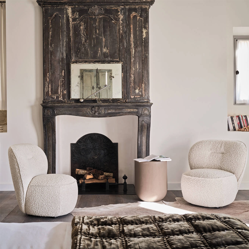 Gervasoni Fauteuil Loll 07 F G Bear tissu Moumoute blanc Pivotant Paola Navone Icônes Angers Nantes Paris Bordeaux Rennes Tours Mans 3